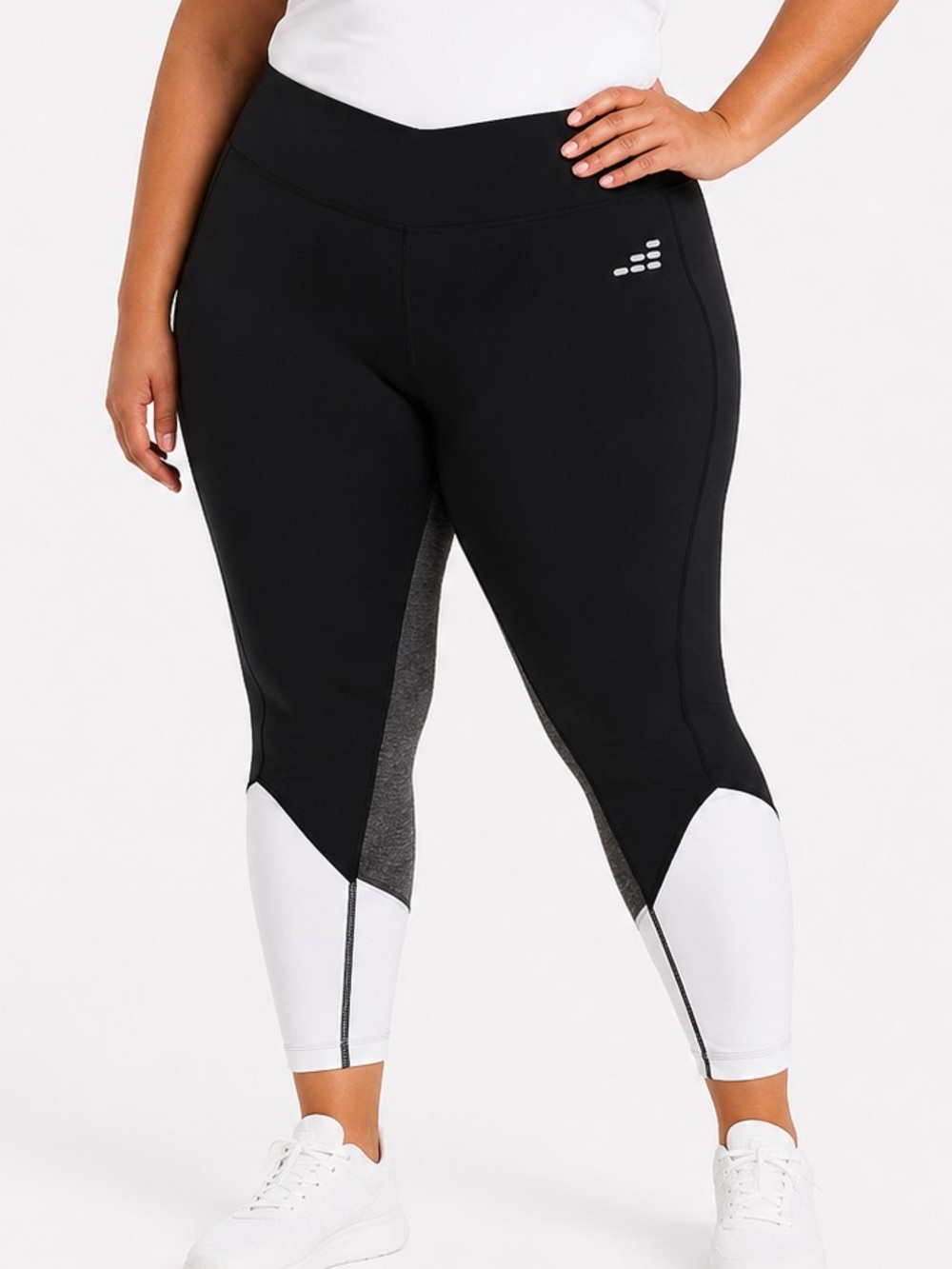 bcg Black‎ & White Plus-Size Colorblock High-Waist Leggings